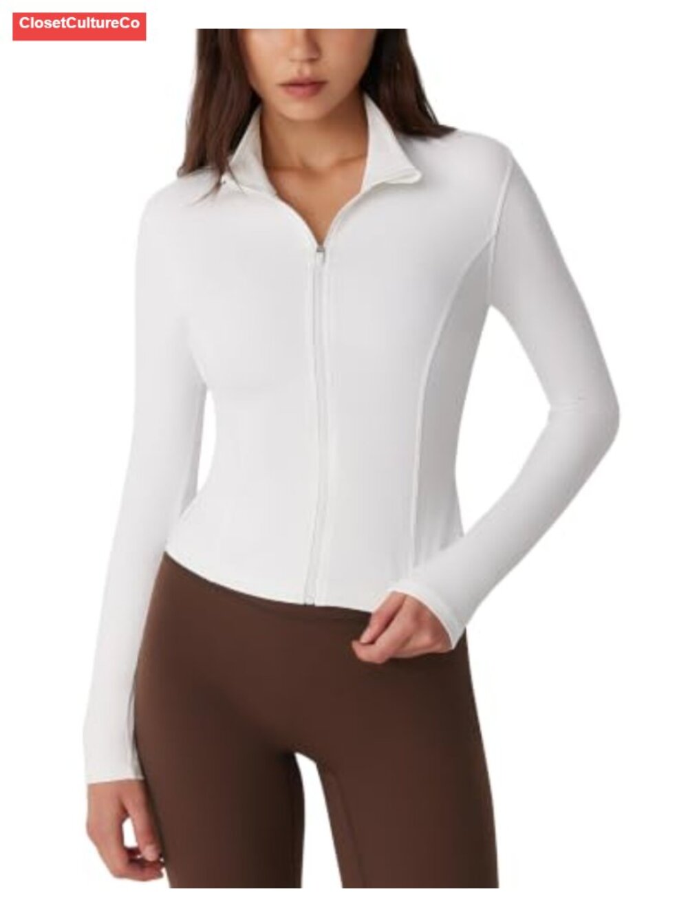 Women's Full Zip Workout Jacket Cropped Athletic Lightweight Nylon Slim Fit
